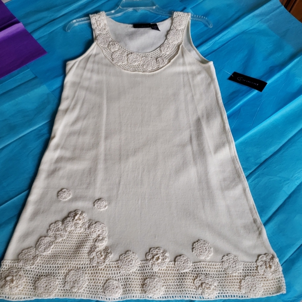 Context NEW A-line Knit Cotton Dress Ivory